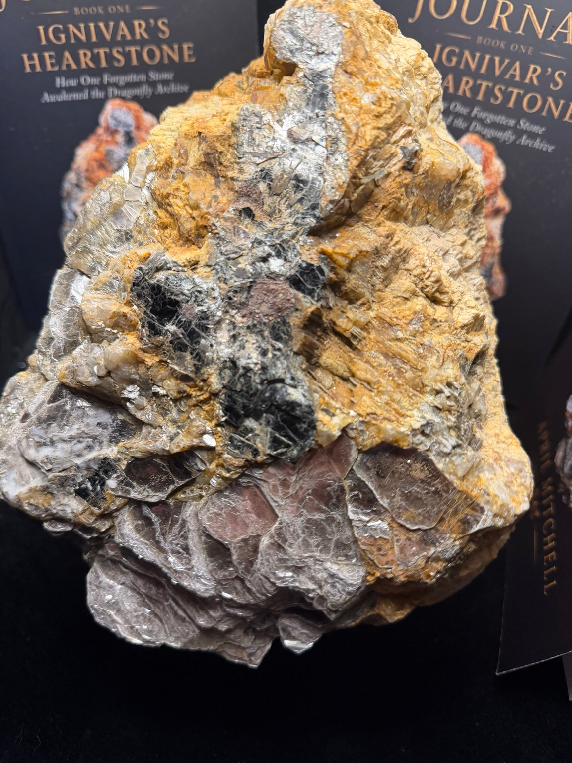 Ignivar's Heartstone photographed with Book One of The Dragonfly Journals