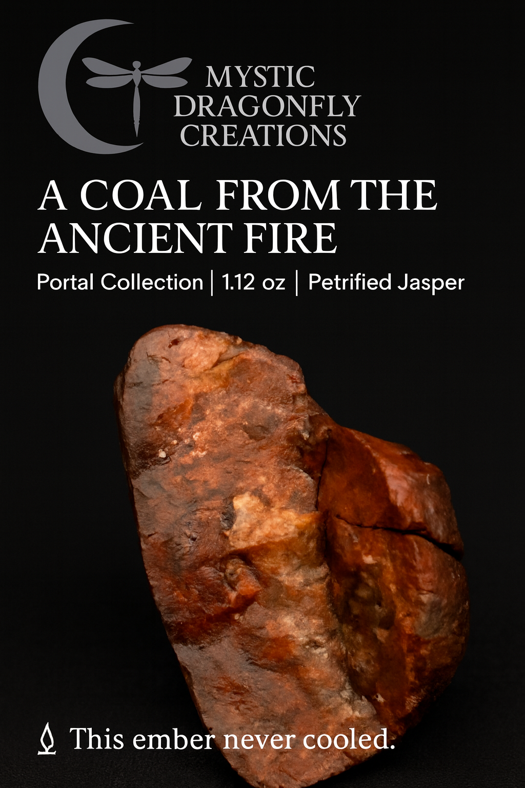 A COAL FROM THE ANCIENT FIRE

Material: Petrified Jasper with Hematite Influence

Weight: 1.12 ounces