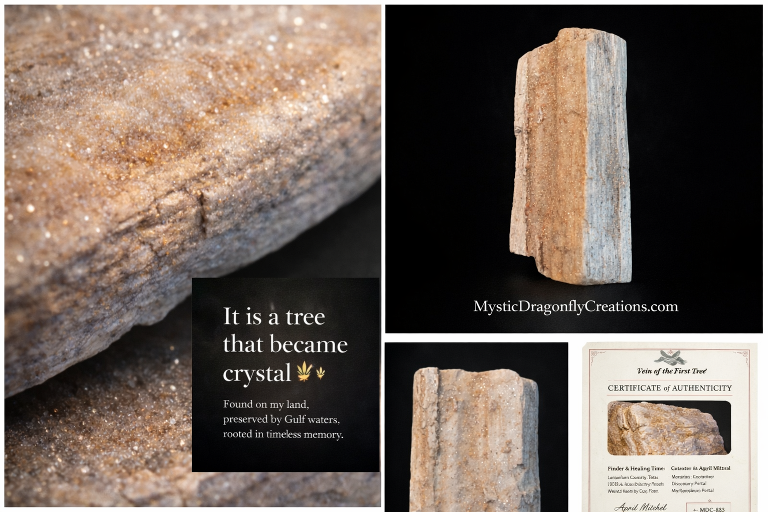 Silicified Petrified Wood with Natural Quartz Sparkle – Gulf Coast Origin (7.769 oz)