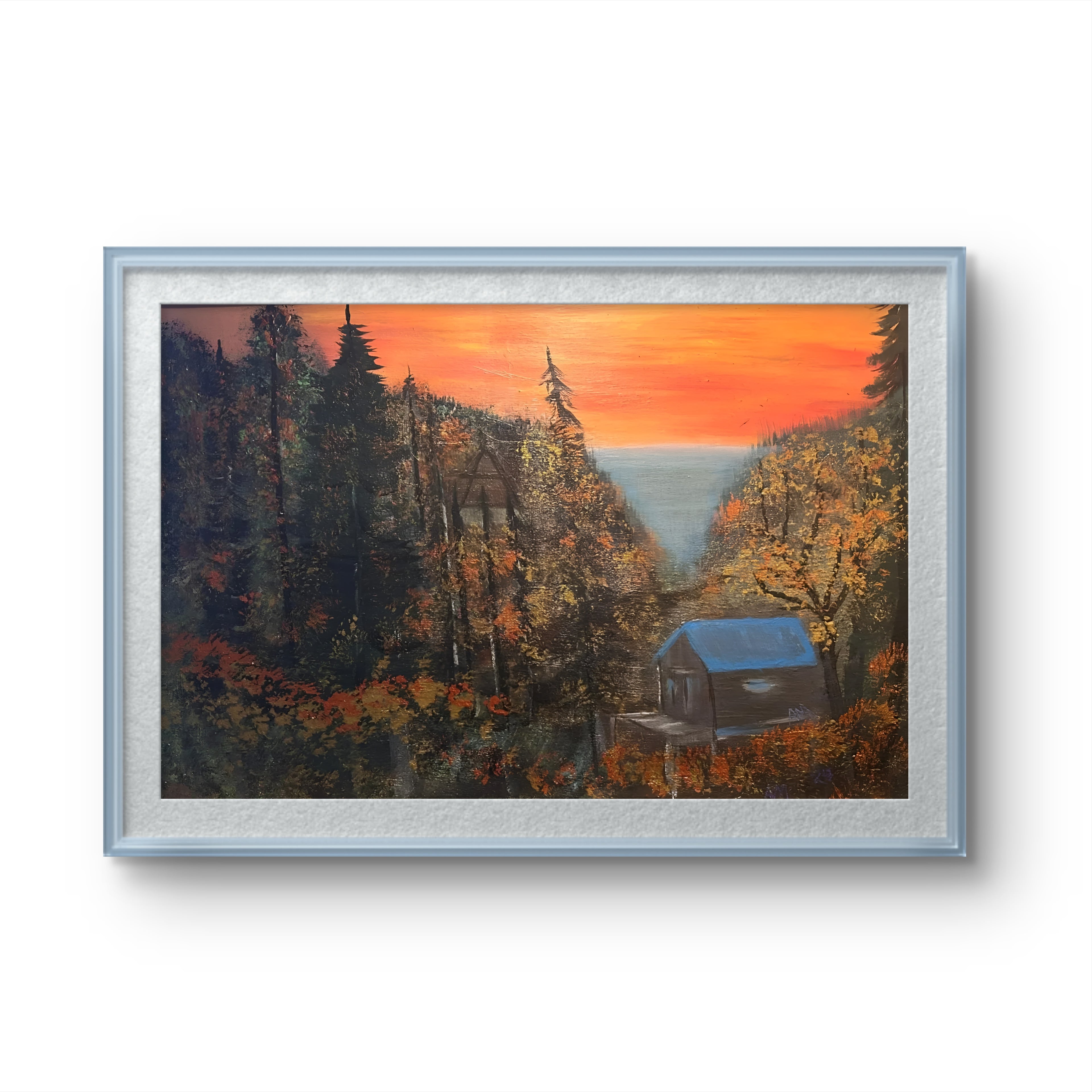 “Around the Hill Road – Emberfall on Casper Mountain” 24x36 Original Acrylic on Canvas